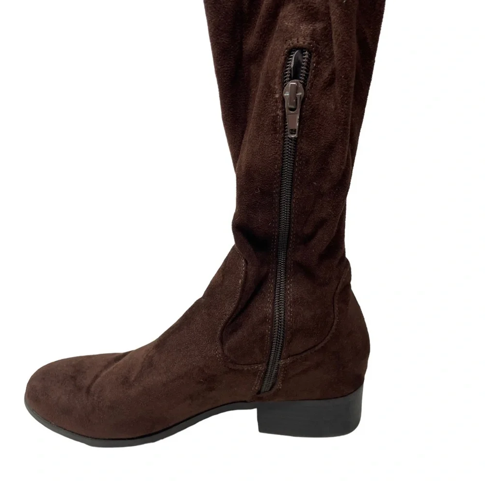 Forever 21 Over the Knee Brown Faux Suede Leather Boots. - Picture 9 of 13